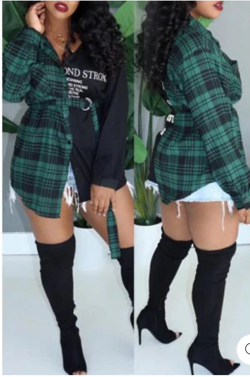 F.A.S.T Boutique PLAID SHIRT DRESS (OS)