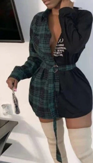 F.A.S.T Boutique PLAID SHIRT DRESS (OS)