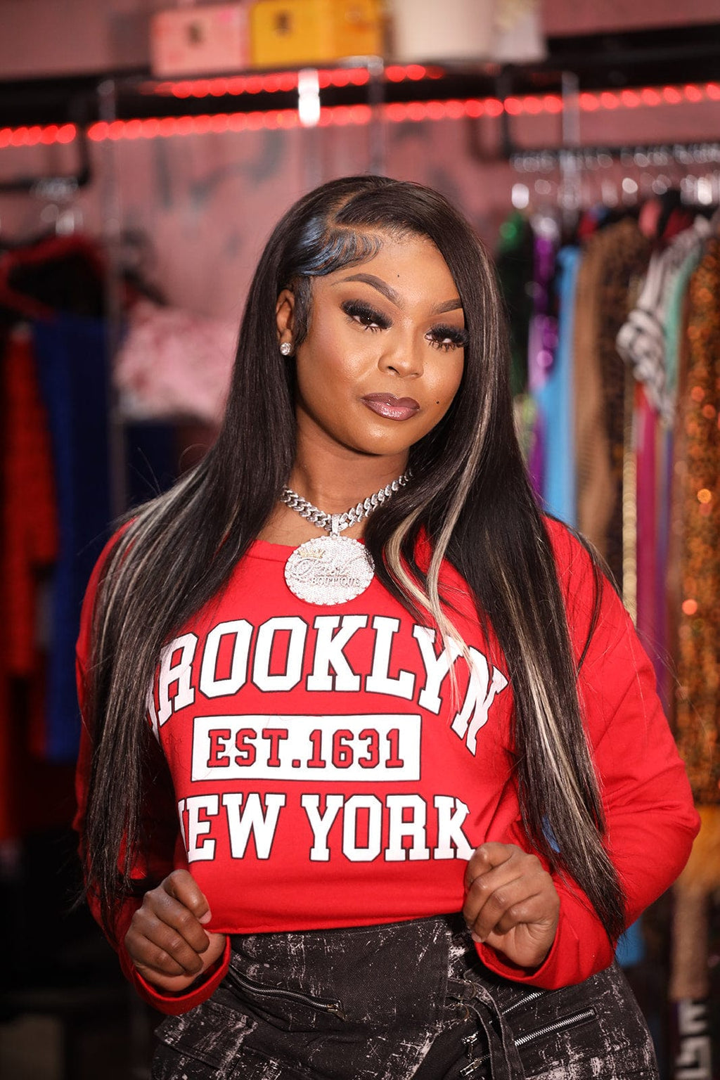 F.A.S.T Boutique PRINT FLEECE LS CROP TOP
