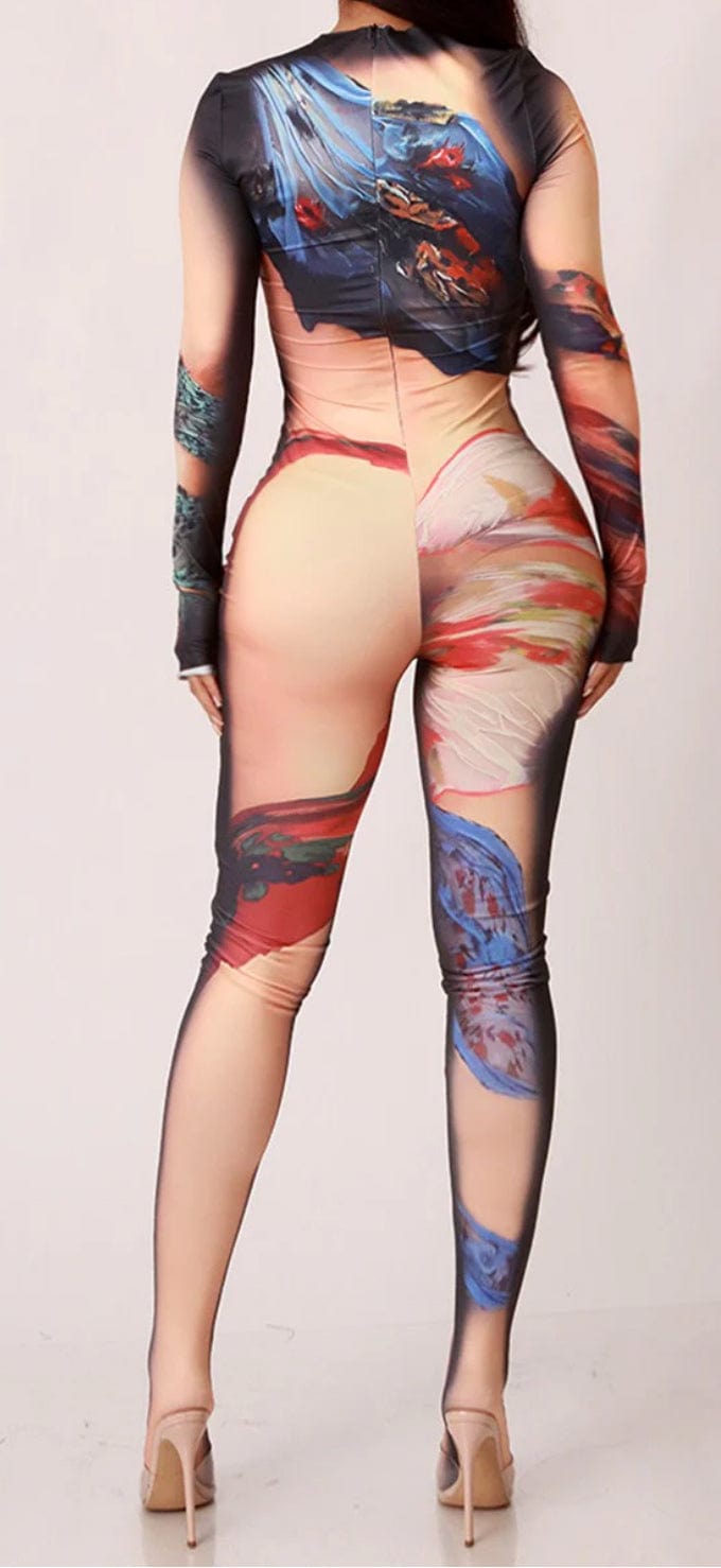 F.A.S.T Boutique PRINTED LS JUMPSUIT(Pre-Order)