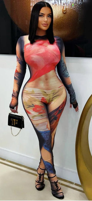 F.A.S.T Boutique PRINTED LS JUMPSUIT(Pre-Order)