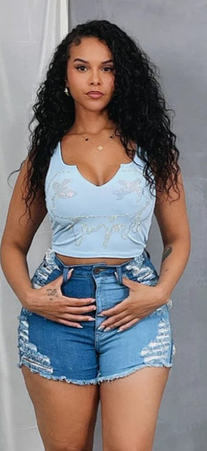 F.A.S.T Boutique RHINESTONE SMILE TANK TOP