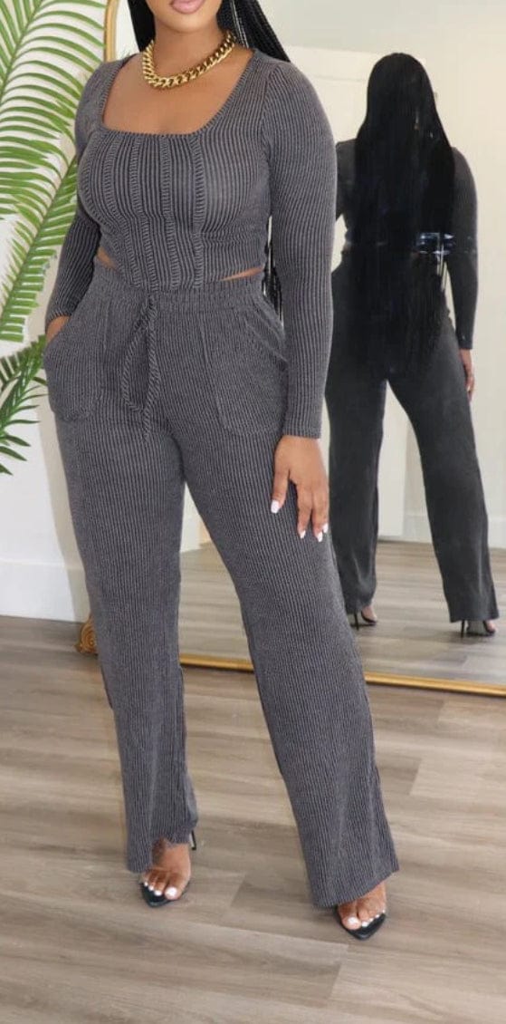 F.A.S.T Boutique RIB LS TOP & PANTS SET