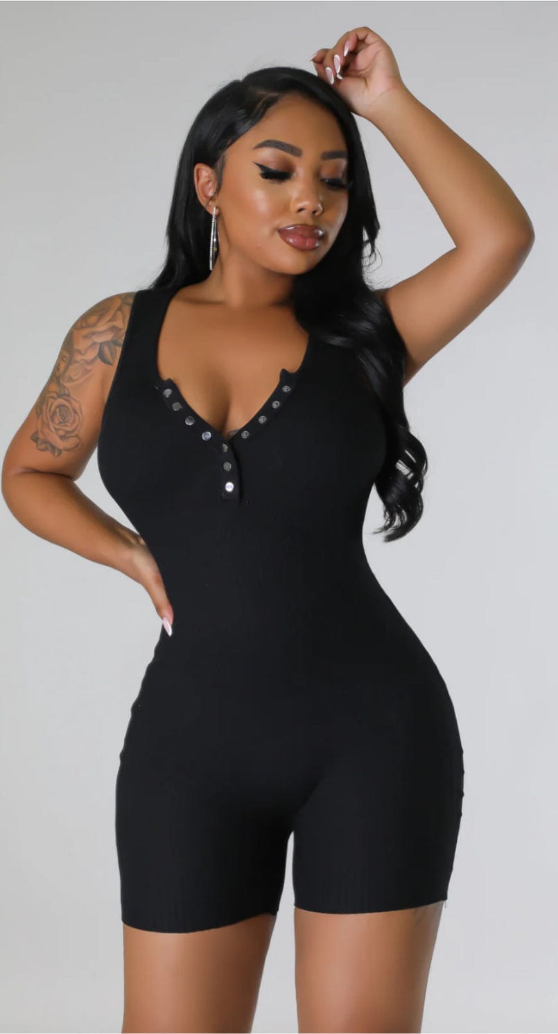 F.A.S.T Boutique RIBBED FRONT BUTTON ROMPER