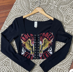 F.A.S.T Boutique ROCKER PIN DETAIL LS TOP(Pre-Order)