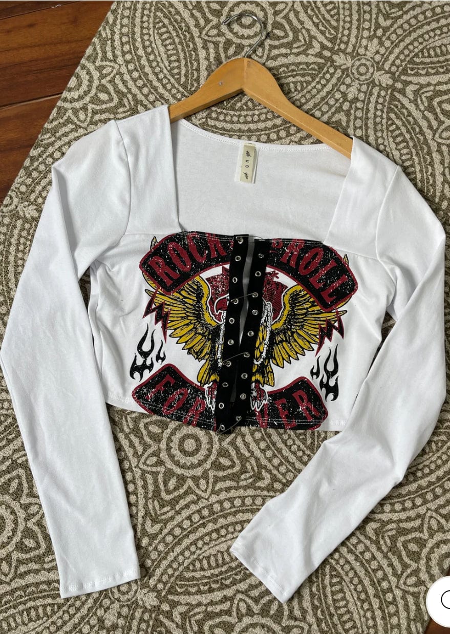 F.A.S.T Boutique ROCKER PIN DETAIL LS TOP(Pre-Order)