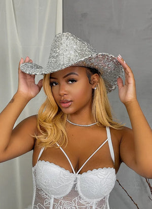 F.A.S.T Boutique SEQUIN DETAIL COWBOY HAT