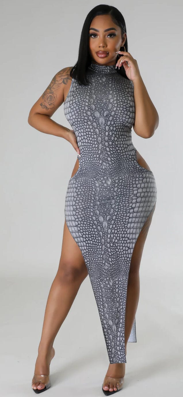F.A.S.T Boutique SNAKE PRINT SIDE OPEN DRESS