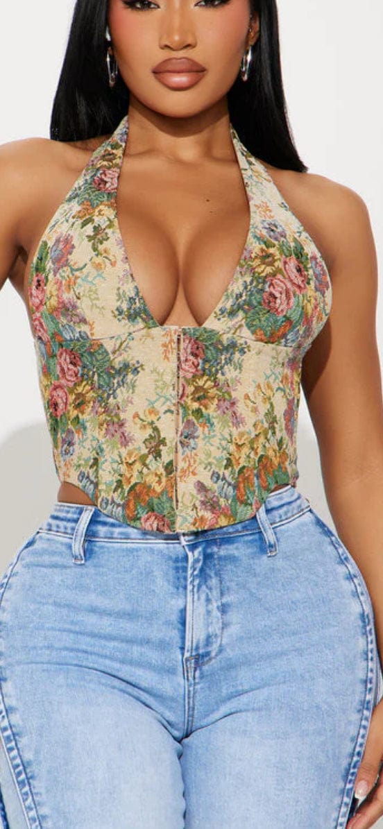 F.A.S.T Boutique TAPESTRY HALTER CORSET TOP