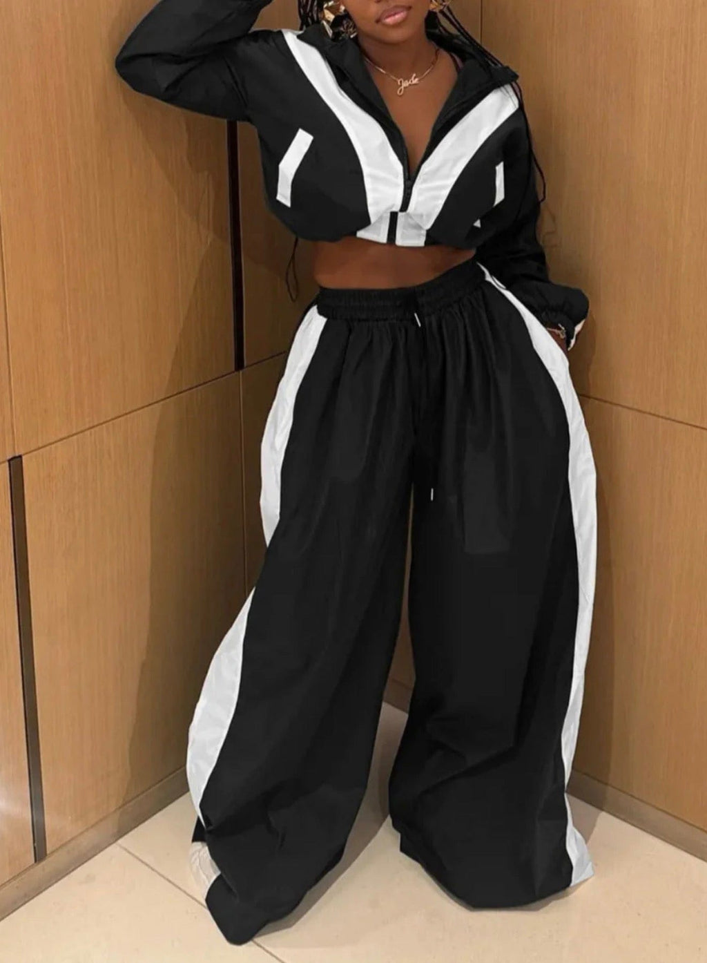 F.A.S.T Boutique TRACK JACKET & WIDE LEG PANTS SET(Pre-Order)