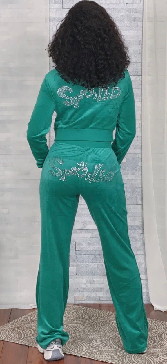 F.A.S.T Boutique VELVET STONE DETAIL JACKET & PANTS SET(Pre-Order)