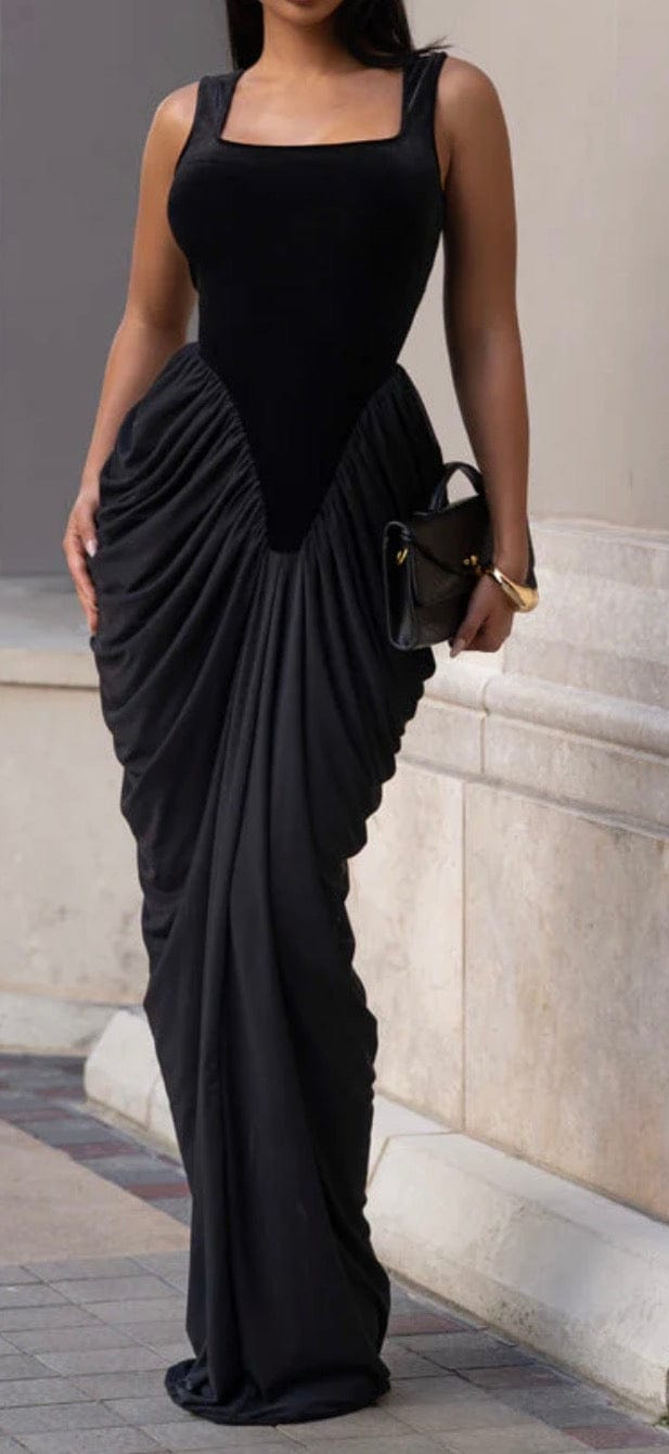 F.A.S.T Boutique VELVET TANK TOP MESH SKIRT DRESS(Pre-Order)