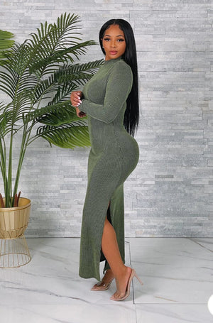 F.A.S.T Boutique WAVE RIB LS OPEN SIDE DRESS