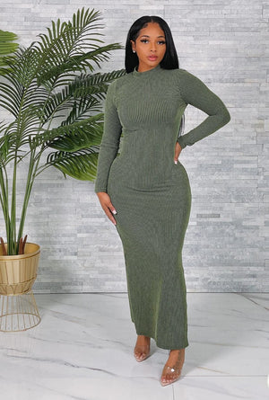 F.A.S.T Boutique WAVE RIB LS OPEN SIDE DRESS