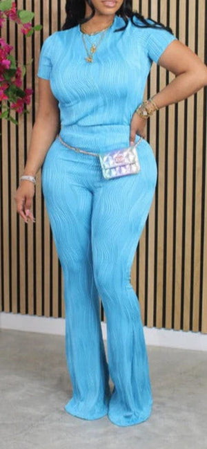 F.A.S.T Boutique WAVY PLEATED FLARE PANTS SET
