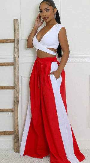 F.A.S.T Boutique WIDE LEG SIDE STRIPE PANTS(Pre-Order)