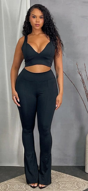 F.A.S.T Boutique YOGA FABRIC TANK TOP & FLARE PANTS SET