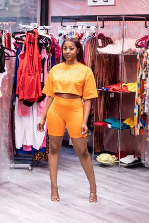 F.A.S.T Boutique RICH" RHINESTONE DETAIL TOP & SHORTS SET
